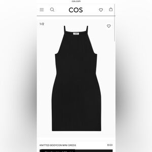 COS KNITTED BODYCON MINI DRESS - Size: Small, Color: Black